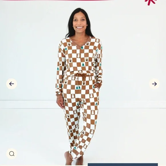 NEW little sleepies holiday Christmas bamboo pajamas top checks - Picture 3 of 4